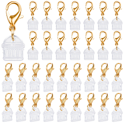 Clear 50Pcs Plastic Mobile Dustproof Plugs, with Alloy Lobster Claw Clasps, Golden, Clear, 24mm