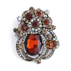 Сиамский Сплав цинка броши, со стеклянными стразами, Сиам, 70x57 мм