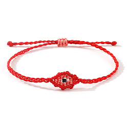 Красный Регулируемые плетеные браслеты из полиэстерового шнура от сглаза для мужчин и женщин, красные, внутренний диаметр: 11 дюйм (28 см)