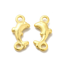 Real 24K Gold Plated Brass Connector Charms, Cadmium Free & Lead Free, Long-Lasting Plated, Dolphin Links, Real 24K Gold Plated, 12x6x2mm, Hole: 1.5mm