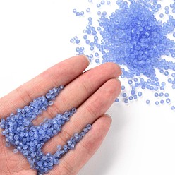 Cornflower Blue Glass Seed Beads, Frosted Colors, Round, Cornflower Blue, 3mm