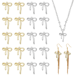 (52) Непрозрачная лаванда 32шт 2 цвета подвески из сплава с покрытием стойки, без свинца, без кадмии и без никеля, бантом прелести, разноцветные, 26x20x4 мм, отверстие : 1.6 мм, 16 шт / цвет