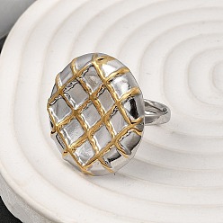 Золотой & Цвет Нержавеющей Стали Ионное покрытие (IP) 304 манжеты из нержавеющей стали с открытыми кольцами для женщин, круглые, золотые и нержавеющая сталь цвет, 17 мм