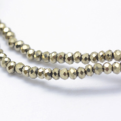 Antique Bronze Plated Electroplate Glass Beads Strands, Full Plated, Faceted, Rondelle, Antique Bronze Plated, 2.5x1.5mm, Hole: 0.5mm, about 197~201pcs/strand, 12.9 inch(33cm)