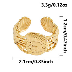 Другие Морские животные 304 открытые кольца манжеты из нержавеющей стали, золотые, форма раковины, 12 мм, внутренний диаметр: 21 мм