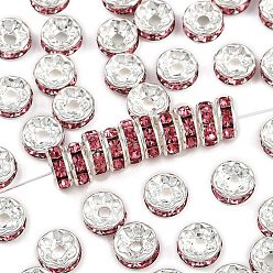 Роза Латунь марки А горный хрусталь Spacer бисер, прямой фланец, рондель, серебряные, роза, 8x3.8 мм, отверстие : 1.5 мм