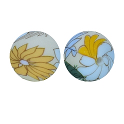 Золотистый Круглые бусины из пищевого силикона с цветочным принтом, золотые, 15 мм