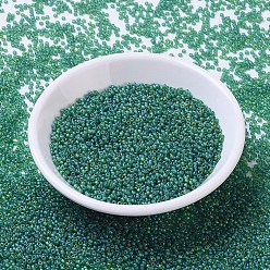 (RR146FR) Matte Transparent Green AB MIYUKI Round Rocailles Beads, Japanese Seed Beads, 11/0, (RR146FR) Matte Transparent Green AB, 2x1.3mm, Hole: 0.8mm, about 5500pcs/50g