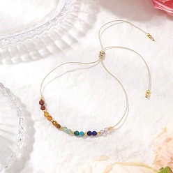 Смешанные камни Регулируемые браслеты из натуральных смешанных драгоценных камней с бусинами для женщин на тему чакры, рондель, с вощеной нейлоновой нитью, внутренний диаметр: 2~3-1/8 дюйм (5.2~7.9 см)