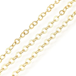 Настоящее золото 18K Медные кабельные цепи, без кадмия, без никеля и без свинца, с катушкой, несварные, реальный 18 k позолоченный, 3.5x3x0.3 мм, около 32.81 футов (10 м) / рулон