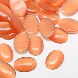 Темный Лосось Кабошоны кошачьего глаза, овальные, темный лосось, 40x30x6.5 мм