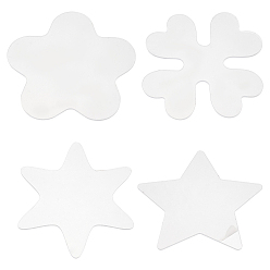 Clear 4Pcs Plastic Thread Holder Card, Thread Winding Boards, Clover & Flower & Star Shape, for Cross-Stitch, Clear, 11.5~13x13x0.25cm, 1pc/style