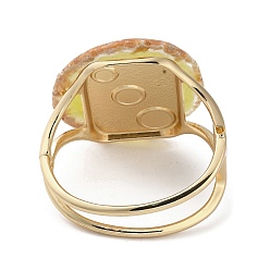 Goldenrod Rack Plating Brass with Natural Agate, Dyed, Bangles for Women, Goldenrod, Inner Diameter: 60x51mm