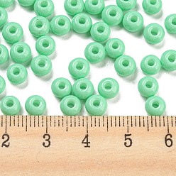 Medium Spring Green Imitation Jade Glass Seed Beads, Luster, Baking Paint, Round, Medium Spring Green, 5.5x3.5mm, Hole: 1.5mm