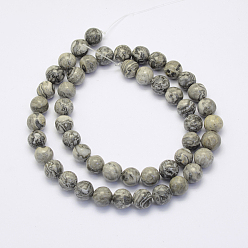 Map Stone Natural Map Stone/Picasso Stone/Picasso Jasper Beads Strands, Round, 4mm, Hole: 1mm, about 90pcs/strand, 15.7 inch(40cm)