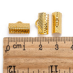 Golden Iron Ribbon Crimp Ends, Golden, 7x13mm, Hole: 2mm