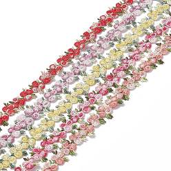 Couleur Mélangete Ruban de bordure en polyester à fleurs, pour les garnitures de dentelle de rideau, couleur mixte, 3/4 ~7/8 pouces (18~23 mm), environ 0.59~0.74 yard (0.54~0.68m)/strand