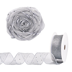 Серебро 9м полиэстеровая лента со стразами, для декора из ткани своими руками, серебряные, 1-1/2 дюйм (38 мм), около 9.84 ярдов (9 м) / рулон