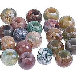 Agate Indienne 25pcs perles européennes en agate indienne naturelle, Perles avec un grand trou   , rondelle, 12~12.5x9~10.5mm, Trou: 5.5~6mm