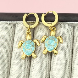 Бледно-бирюзовый 201 обруч серьги из нержавеющей стали эмаль, черепаха, золотые, бледные бирюзовая, 41x18 мм