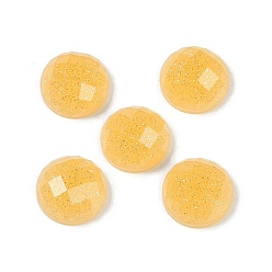 Золотистый Полупрозрачная эпоксидная смола, блестящая пудра, декодирование кабошонов, граненый полукруглый / купол, золотые, 10x5 мм