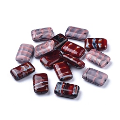 Mixed Color Czech Glass Beads, Retro Style, Rectangle, Mixed Color, 22x14x7mm, Hole: 0.8mm, about 60pcs/bag