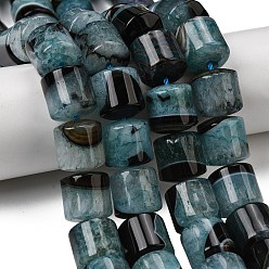 Голубой Природный агат бисер нитей, окрашенная и подогревом, барабан, голубой, 14~14.5x13.5~14.5 мм, отверстие : 1~1.2 мм, около 28 шт / нитка, 15.55"~15.75'' (39.5~40 см)