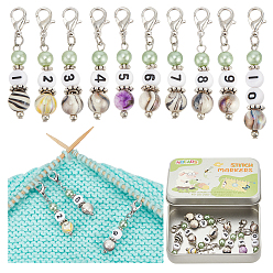 Зеленый газон 10 шт. 10 количество стилей 1~10 акриловые подвесные маркеры для петель, подвески с застежкой-лобстером крючком, круглые, зеленый газон, 4.4~5 см, 1 шт / стиль