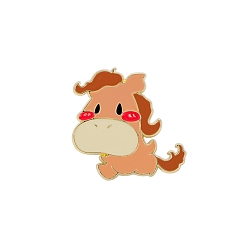 Лошадь Китайские эмалевые булавки со знаком зодиака, значок мультфильма из золотого сплава, лошадь, 26x26 мм