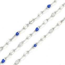 (52) Непрозрачная лаванда Латунные цепочки, с эмалью, с катушкой, пайка без свинца и кадмия, платина, разноцветные, 4x2x0.2 мм