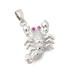 Платина Латуни циркония кубической подвески, прелести скорпиона, долговечный, платина, 18x13x3 мм, отверстие : 5x3 мм