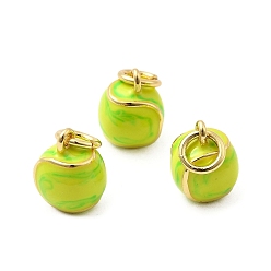 Зелено-Желтый Латунь эмаль прелести, теннисное очарование, долговечный, без свинца и без кадмия, с целью перехода в кольце, реальный 18 k позолоченный, стойки покрытие, зеленый желтый, 9.5x7.5x7.5 мм, отверстие : 3.5 мм