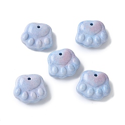 Васильковый Натуральные радужные агатовые подвески из алашана, окрашенные, лапы печатать прелести, васильковый, 12~12.5x14~14.5x4~4.5 мм, отверстие : 1.2 мм