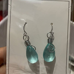 Teardrop Resin & Alloy Dangle Earrings, Platinum, Teardrop, 30mm