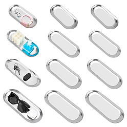 Stainless Steel Color 12Pcs 4 Sizes 201 Stainless Steel Oval Jewelry Plate, Storage Tray for Rings, Necklaces, Earrings, Non-Tarnish, Stainless Steel Color, 18~30x8.5~12.5x1cm, 3pcs/size