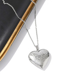 Нержавеющая Сталь Цвет Антикоррозийные 304 подвеска в виде сердца из нержавеющей стали, ожерелья с цепочкой из кабеля для женщин, цвет нержавеющей стали, 18.11 дюйм (46 см), подвески: 29x29x7 мм, внутренний диаметр: 20x21 мм