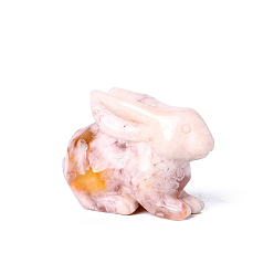 Кролик Естественные украшения дисплея агата вишневого цвета, для домашнего офисного стола, кролик, 45~50x35~37 мм