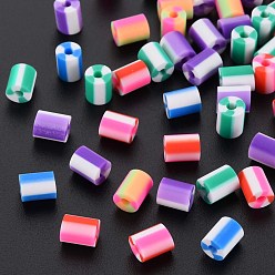 Mixed Color Fixed Mixed 5 Style Handmade Polymer Clay Beads, Column, Mixed Color, 5x3.5~7mm, Hole: 1.8mm