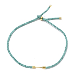 Light Sea Green Adjustable Nylon Cord Necklace Making, with Brass Beadable Bar, Golden, Light Sea Green, 18.11x0.16 inch(46x0.4cm)