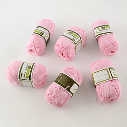 Розовый Мягкие детские нити, с бамбукового волокна и шелка, туманная роза, 1 мм, около 140 м / рулон, 50 г / рулон, 6 рулонов / коробке