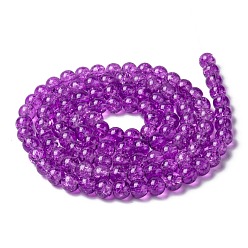 Blue Violet Spray Painted Crackle Glass Beads Strands, Round, Blue Violet, 8mm, Hole: 1.3~1.6mm, about 100pcs/strand, 31.4 inch