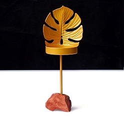 Лист Металлические подсвечники, с натуральными красными яшмовыми основаниями, лист, 170x70 мм