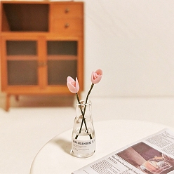 Pink Модель вазы для цветов тюльпанов из смолы и стекла, аксессуары для домашнего кукольного домика с микро-ландшафтом, притворяясь опорными украшениями, розовые, 47x12 мм