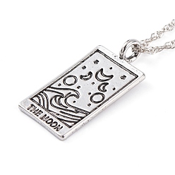 Others Alloy Pendant Necklaces, with Singapore Chains, Tarot Necklaces, The Moon, 16.14 inch(41cm)