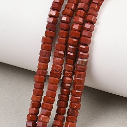 Красный Камень Натуральные красные яшмы бусы пряди, граненые, шестиугольник, 4x4x2~2.5 мм, отверстие : 0.9 мм, около 156 шт / нитка, 15.24'' (38.7 см)