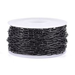 Electrophoresis Black 304 Stainless Steel Paperclip Chains, Soldered, with Spool, Electrophoresis Black, 4.8x2.5x0.5mm, about 32.8 Feet(10m)/roll