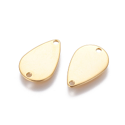 Золотой 201 соединительные звенья нержавеющие, слеза, золотые, 15x10x1 мм, отверстие : 1.2 мм