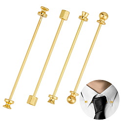Золотой 4шт. 4 варианты фурнитуры для латунных воротничковых булавок, штыри отворотом броши, золотые, 61.5~68.5x5.5~6x5~6 мм, 1 шт / стиль