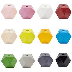 (52) Непрозрачная лаванда 36 шт 12 цвета деревянных бусин, восьмиугольник, разноцветные, 16 мм, отверстие : 3 мм, 3 шт / цвет