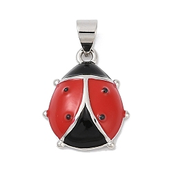 Платина Латунные подвески, без кадмия и без свинца, с эмалью, божья коровка прелести, платина, 18x14x5 мм, отверстие : 4x3.3 мм